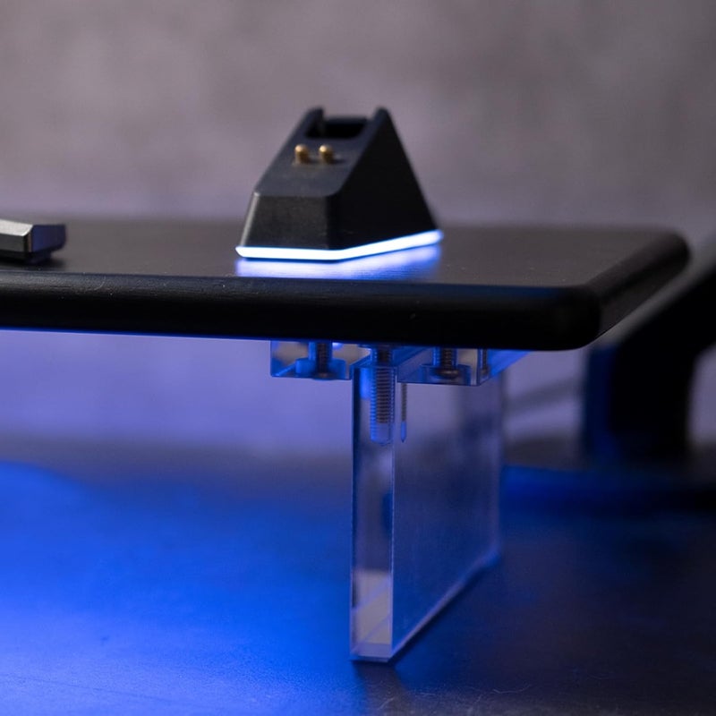 ROCDEER Bamboo Monitor Stand Riser with RGB Lights,31.5 Inches Desktop Shelf with Acrylic Legs Supports for Desk, PC Computer Monitor, Laptops, Printer, Speakers (Black) - Image 4